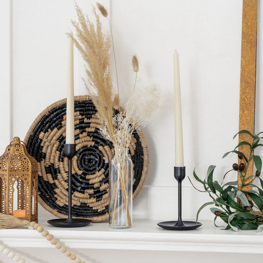 Wall Basket with mini Moroccan Lantern and Door Decor next to Pampas Vase