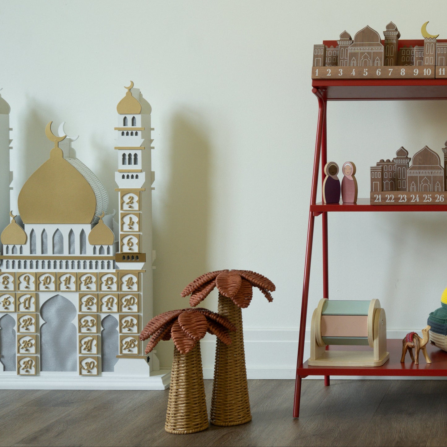 Niyyah Wicker Palm Tree Set (2-Piece: 14" + 10")