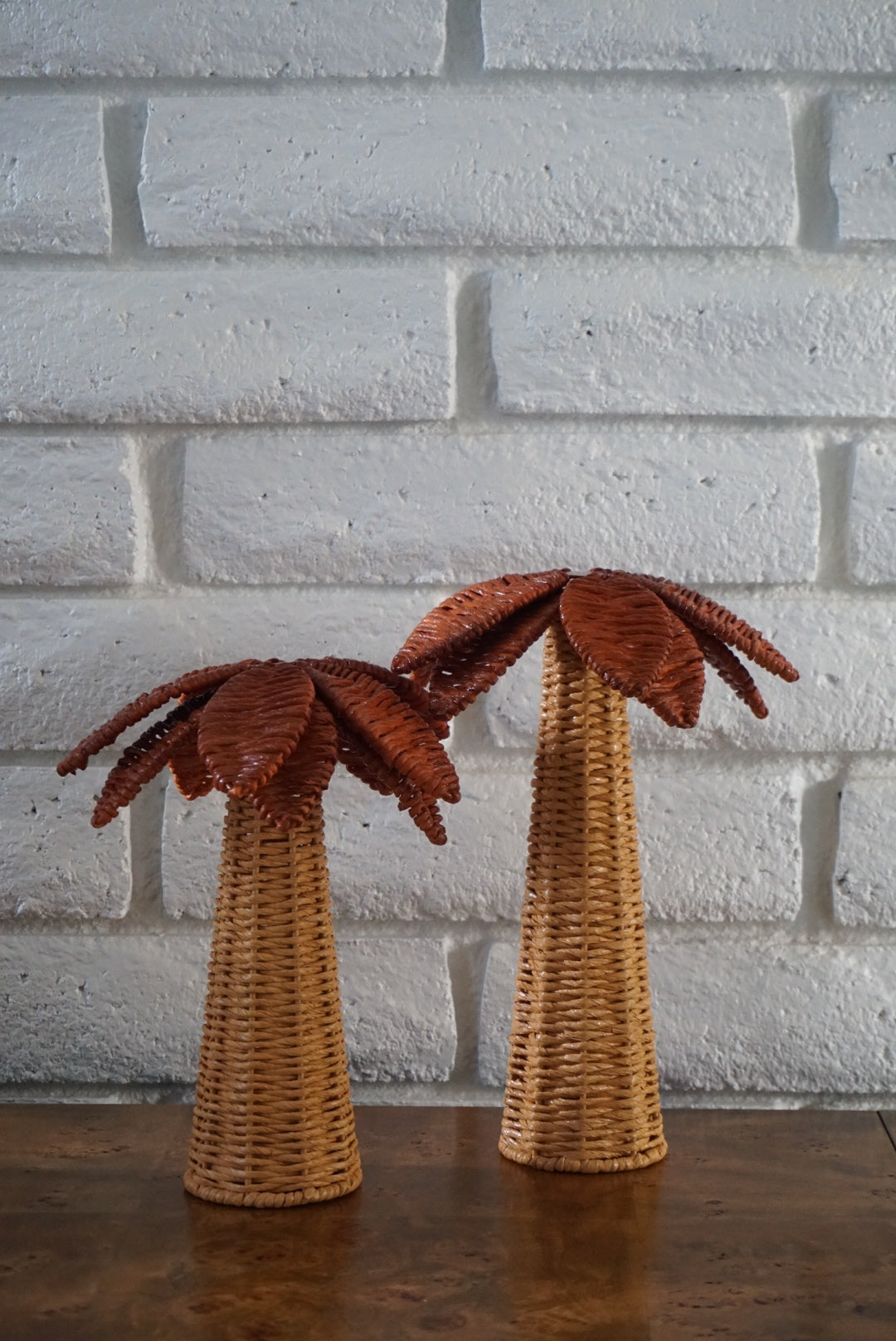 Niyyah Wicker Palm Tree Set (2-Piece: 14" + 10")