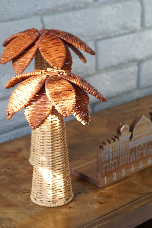 Niyyah Wicker Palm Tree Set (2-Piece: 14" + 10")