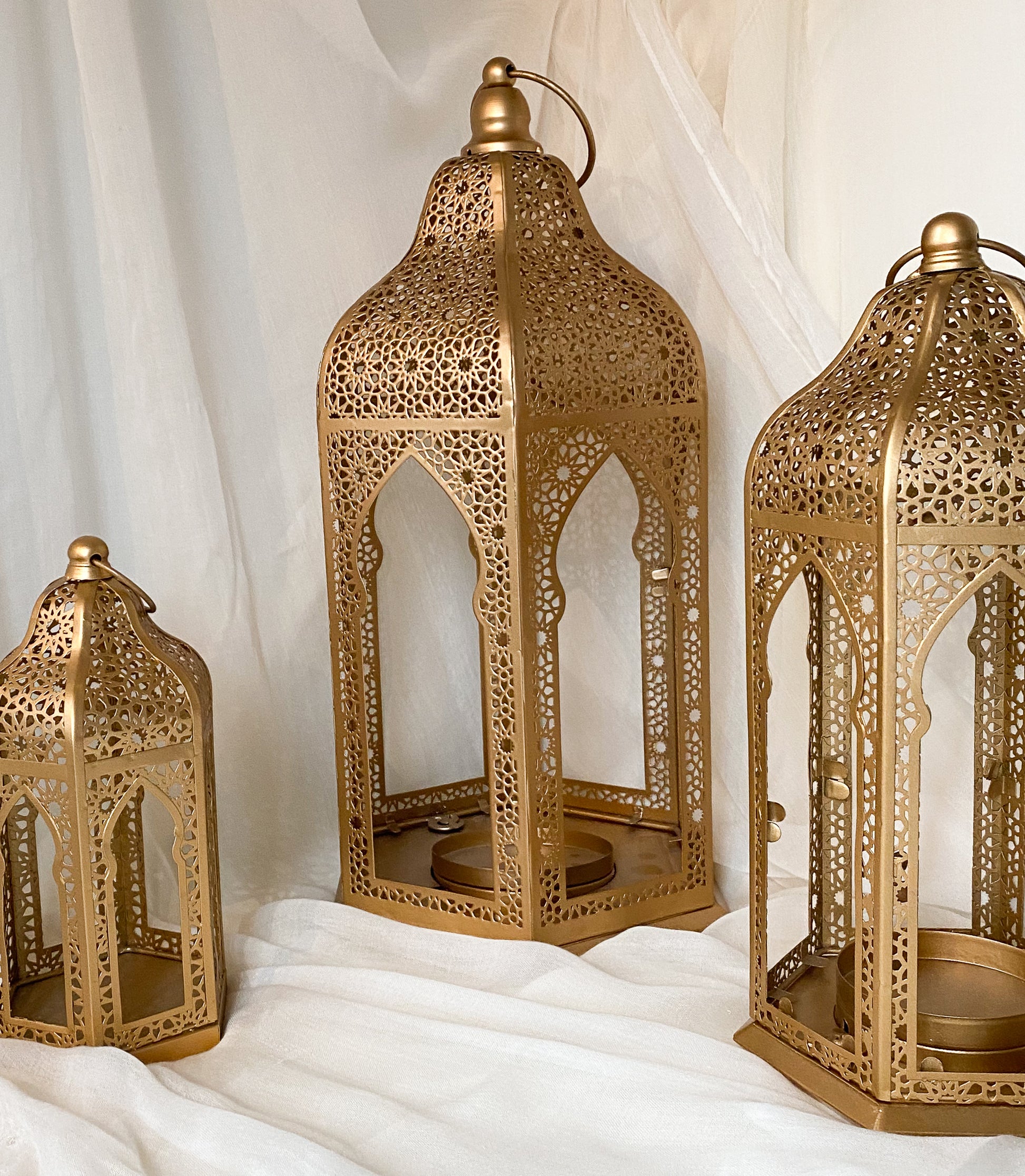 Mini Moroccan Lanterns gold filigree 