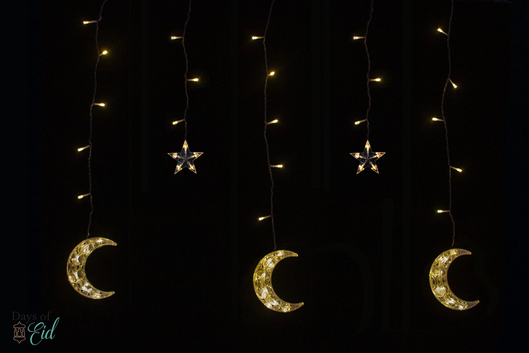Lampe à LED en bois Ramadan Décoration Crescent Moon Star Lights